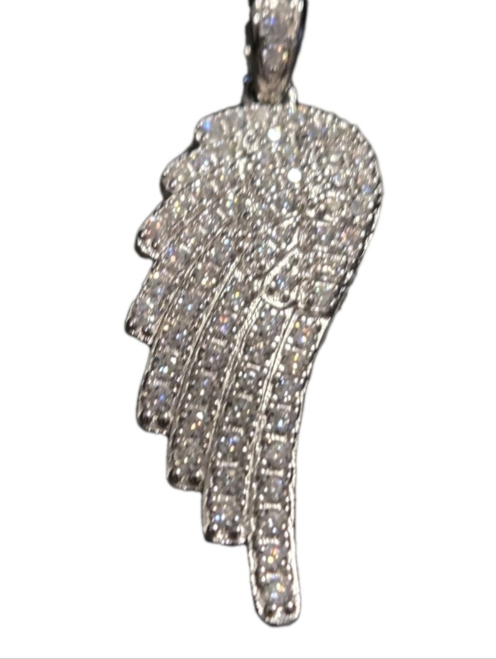 REAL VVS1 MOISSANITE Guardian Angel Wing Necklace Pendant Solid 925 Silver - Picture 3 of 12